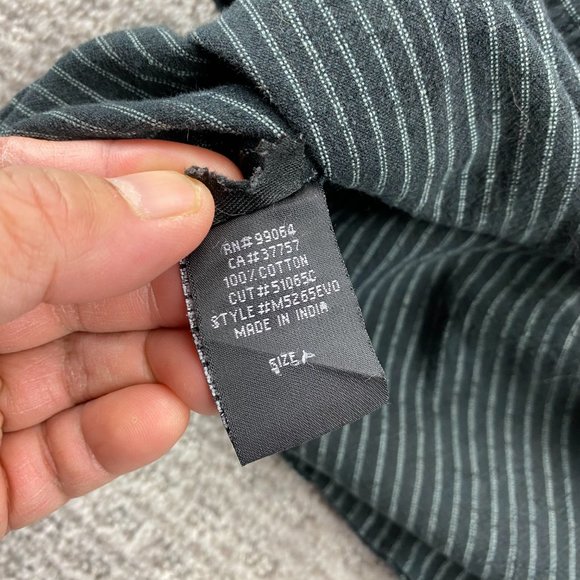 Billabong Shirt Men Large Black White Stripes Button Up Long Sleeve Embroidered - Picture 9 of 13